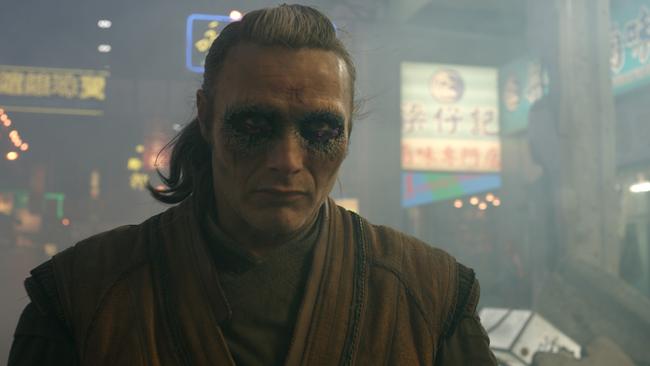 Mikkelsen as Kaecilius — whose deathly panda eyes were one of the most memorable images from the psychedelic Doctor Strange. Picture: Marvel/Disney