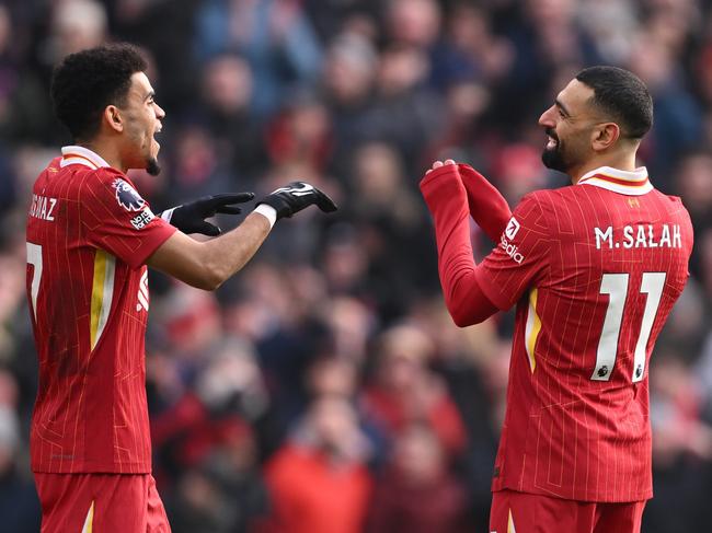 Mohamed Salah and Luis Diaz both scored in the 2-1 win. Picture: Stu Forster/Getty Images