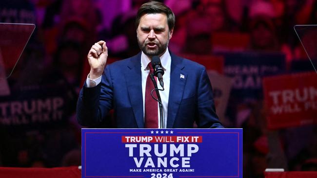 JD Vance speaks at Madison Square Gardens. Picture: AFP.