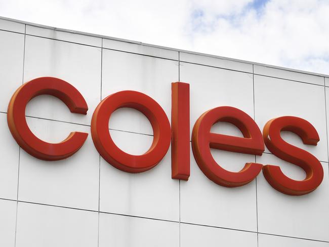 BRISBANE, AUSTRALIA - NewsWire Photos - SEPTEMBER 22, 2020.A Coles supermarket sign above a store in Brisbane. Coles outlets across Queensland will become fully powered by renewable energy sources by 2022.Picture: NCA NewsWire / Dan Peled