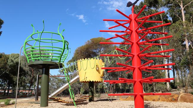 Play equipment inspired by native flowers at the new playground at Wittunga Botanic Gardens in Blackwood which is now open. Picture: Department for Environment and Water