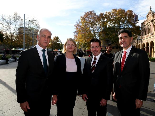 Greg Dyer (right) during his time at Paramatta Council, with administrator Amanda Chadwick, former Local Government Minister Paul Toole and Geoff Lee MP.