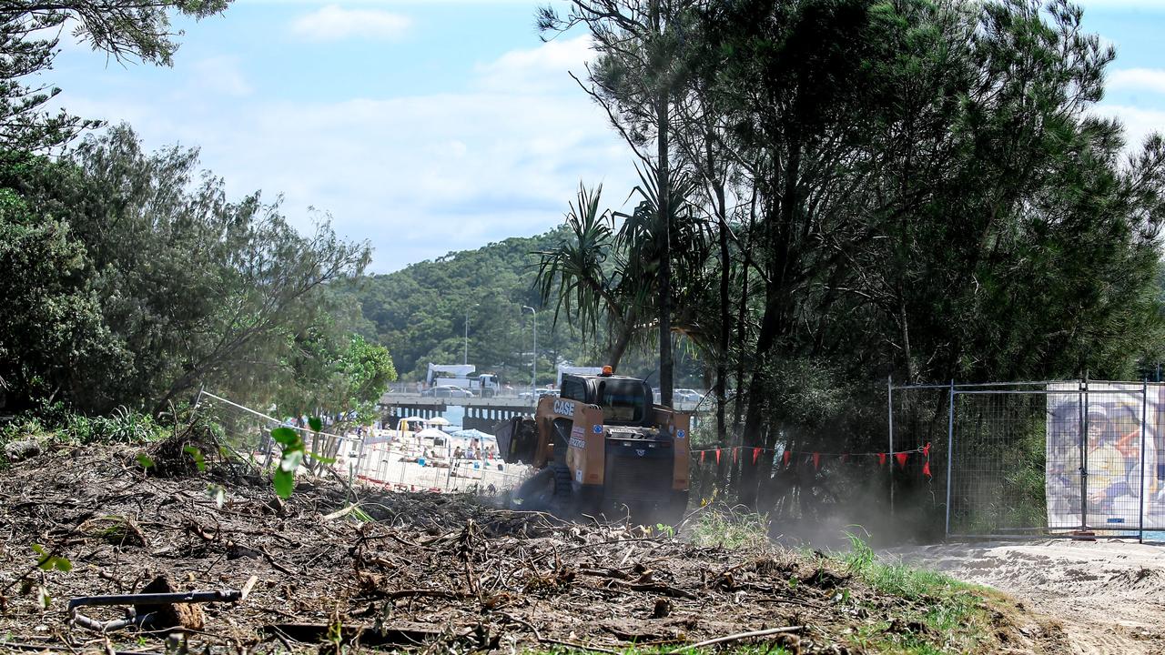 Construction on the Tallebudgera boardwalk/Oceanway upgrade which will connect Tallebudgera Creek Park to the Gold Coast Oceanway. Picture: Glenn Campbell