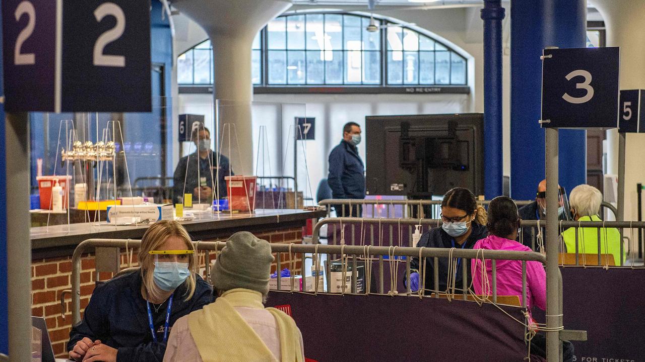 A mass vaccination site in Boston. Picture: Joseph Prezioso/AFP