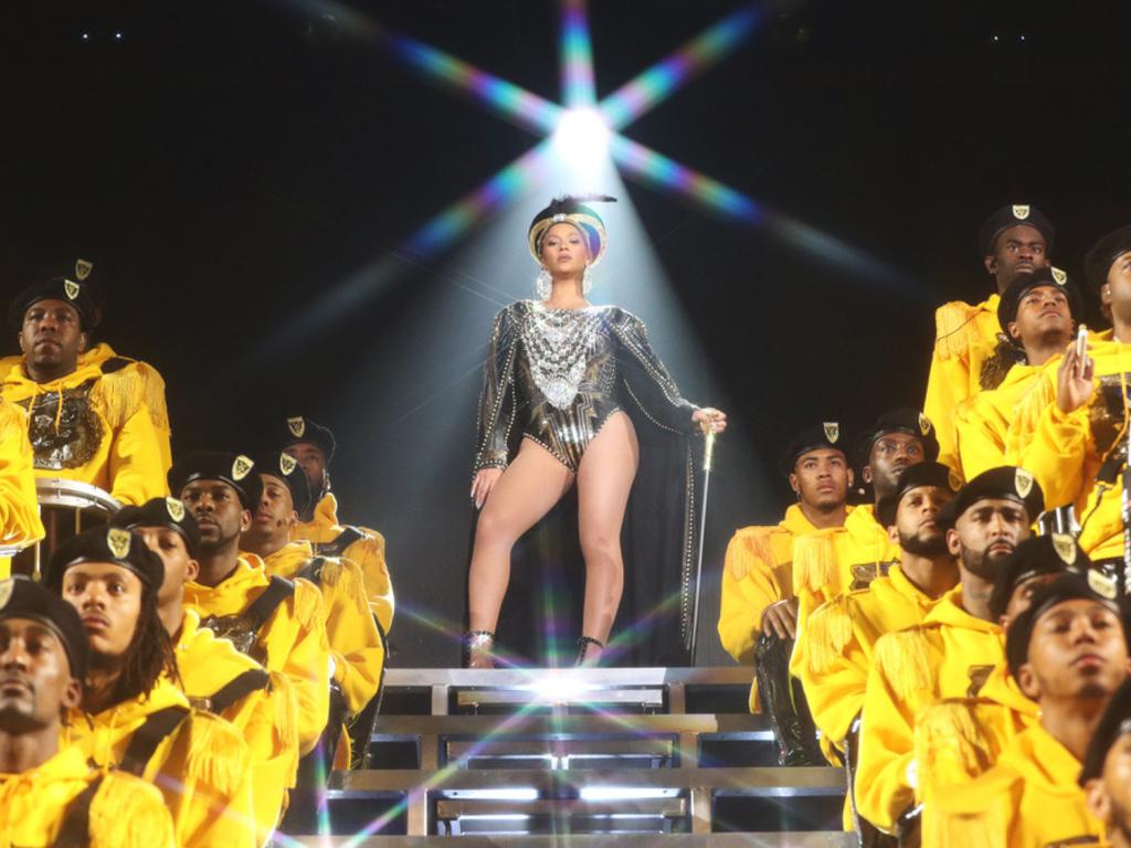 Queen Bey’s high school homecoming-themed headline set at Coachella last year was a huge moment. Picture: Parkwood Entertainment/Netflix via AP