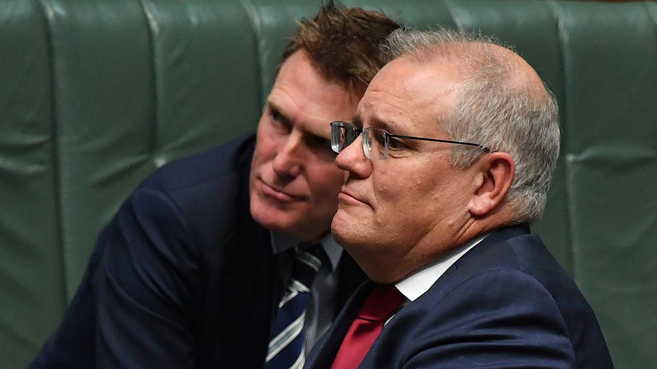 Mr Porter with Prime Minister Scott Morrison during Question Time on February 25. Picture: Sam Mooy/Getty Images