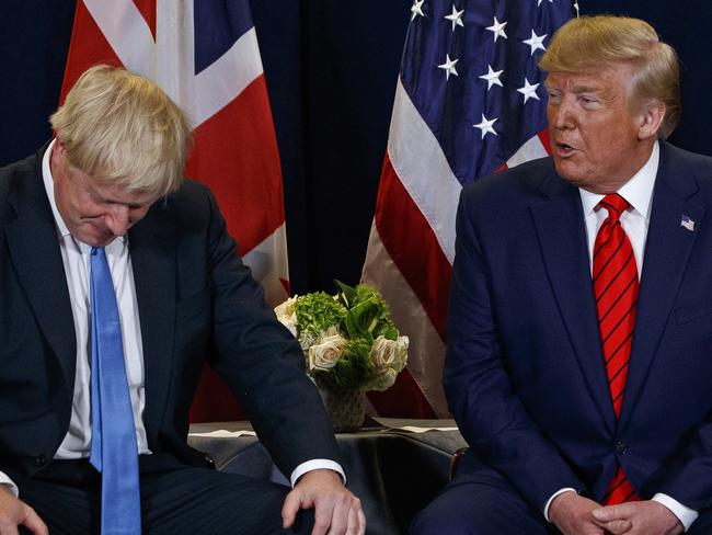 British PM Boris Johnson (left) and US President Donald Trump. Picture: AP