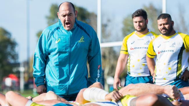 Mario Ledesma barks orders at a Wallabies scrum last year when he was Australian assistant.