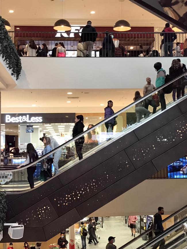 Shoppers inside Hurstville Westfield, where a new case has emerged.