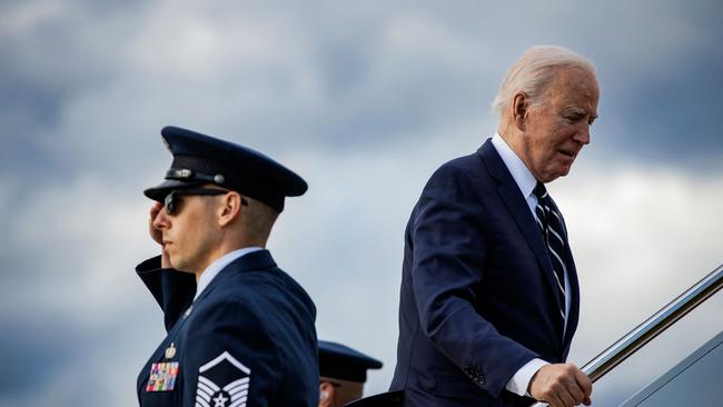 US President Joe Biden boards Air Force One at Joint Base Andrews in Maryland at the weekend.