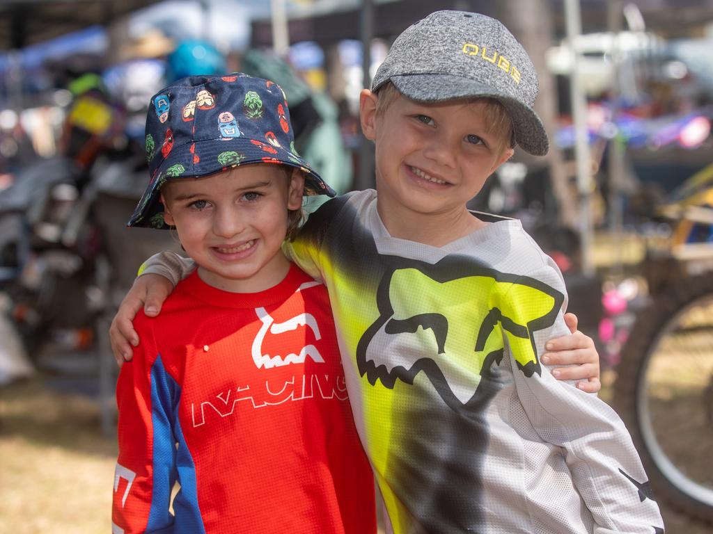 Zander Harris and Lachie Muller at Motorcycle Beach Races at Grasstree Beach Sunday 27 August 2023 Picture: Michaela Harlow