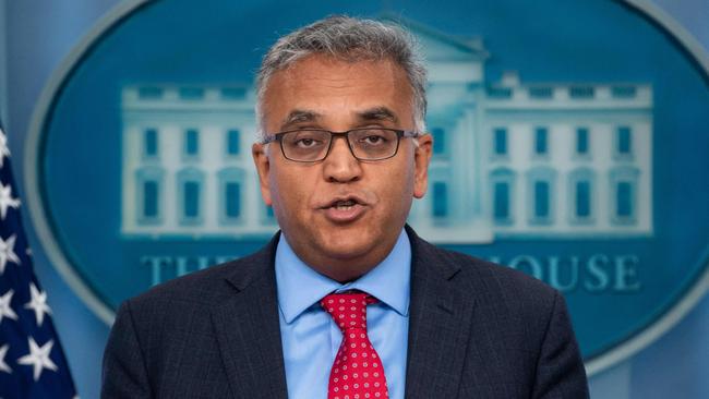 White House Covid-19 response co-ordinator Ashish Jha briefs the media last week. Picture: AFP