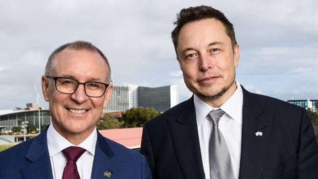 South Australian premier Jay Weatherill with Elon Musk.