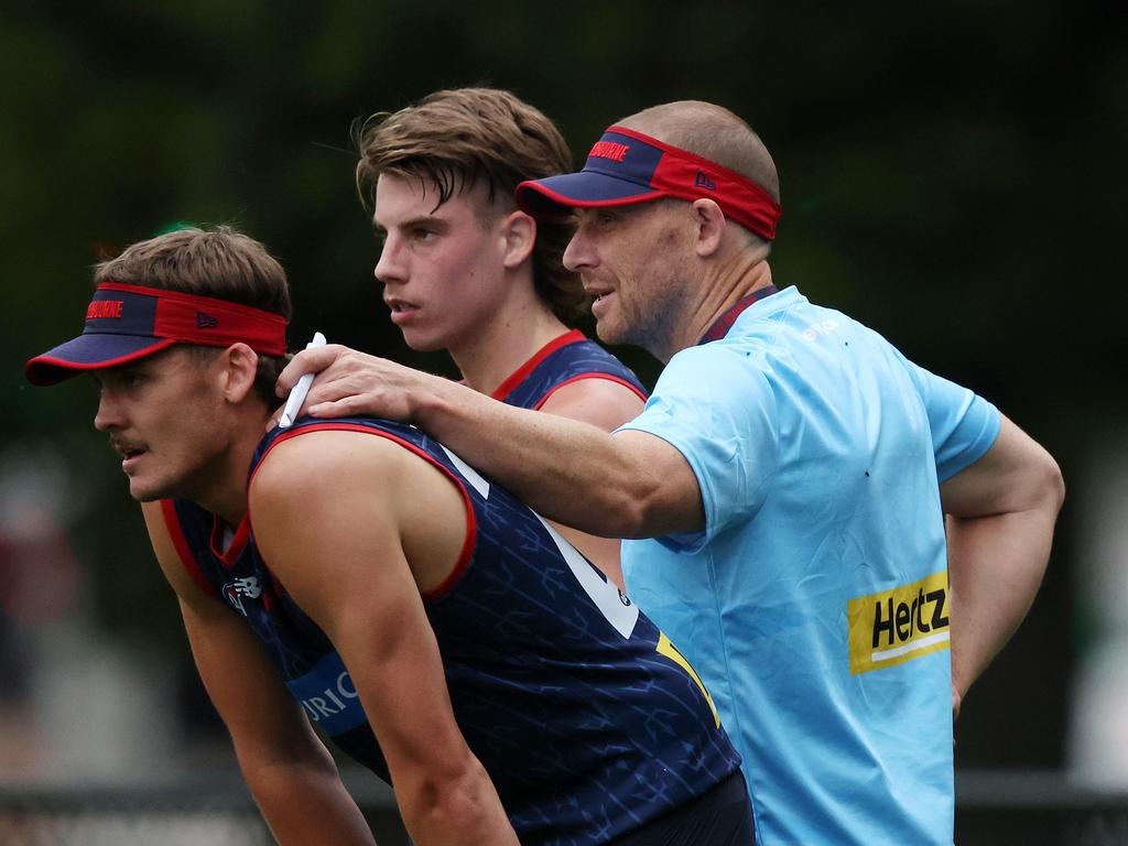 Simon Goodwin and the Demons are in the box seat for a return for finals after being handed a soft draw. Picture: Mark Stewart