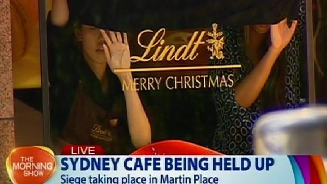 The Morning Show had first footage ... The siege at the Lindt Cafe in Sydney's Martin Place. Picture: Channel 7