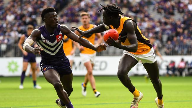 Changkuoth Jiath has been one of Hawthorn’s best youngsters this season. Picture: Daniel Carson/AFL Photo/Getty Images