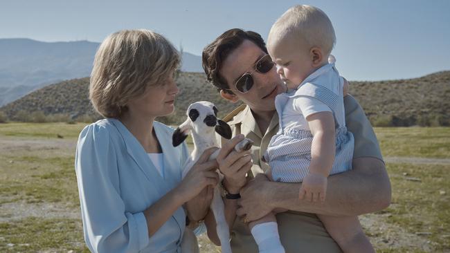 Emma Corrin as Princess Diana and Josh O’Conner as Prince Charles in a scene from Season 4 of The Crown, with the desert region of Almeria substituting for regional NSW.