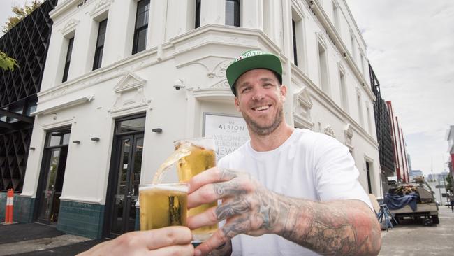 Dane Swan at his newly renovated pub, The Albion. Picture: Jason Edwards