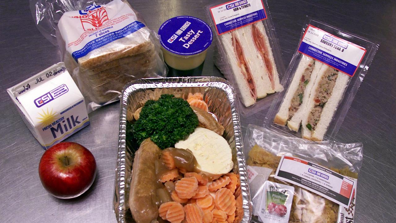 Typical daily food ration for inmates at Silverwater Prison, Silverwater in Sydney. Picture: Geoff Ward.