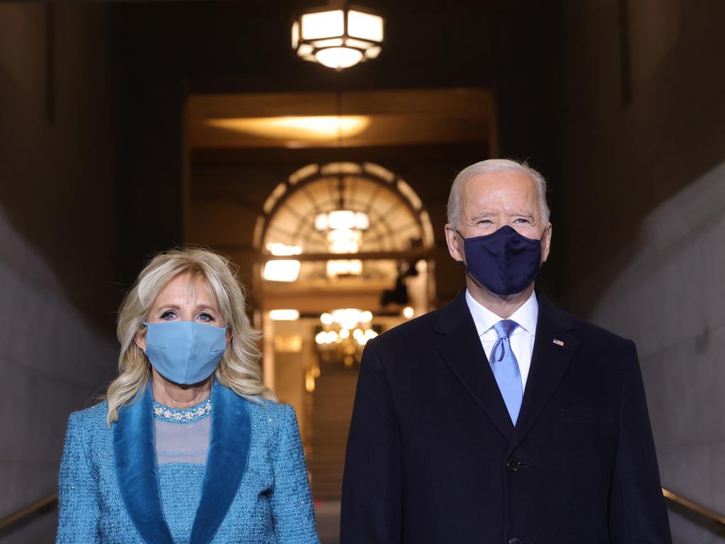 Jill and Joe Biden as they are about to enter the ceremony. Picture: Win McNamee/Getty Images