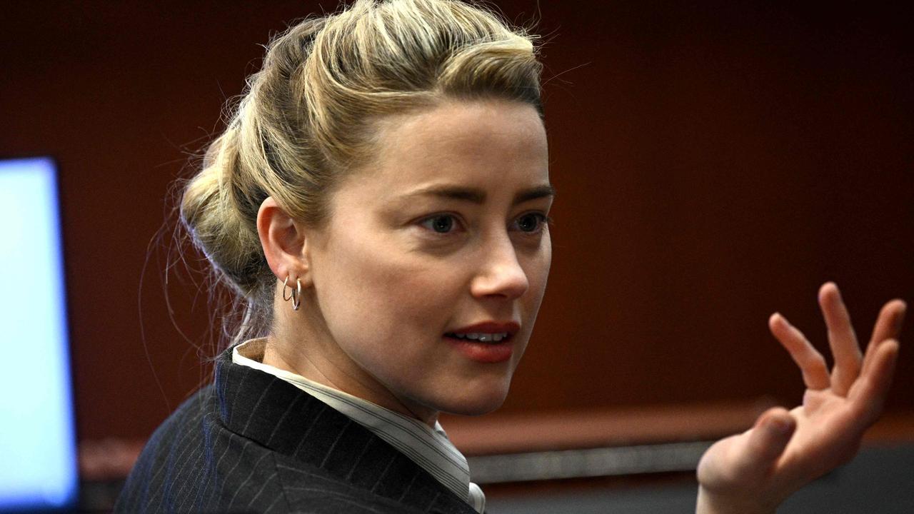 Amber Heard in court today. Picture: AFP