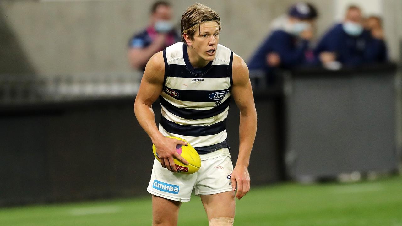 Rhys Stanley will be critical for Geelong against Melbourne. (Photo by Will Russell/AFL Photos via Getty Images)