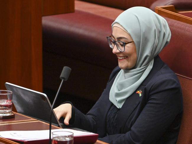 CANBERRA, Australia - NewsWire Photos - June 26, 2024: Labor senator Fatima Payman during Question Time in the Senate at Parliament House in Canberra. Picture: NewsWire / Martin Ollman