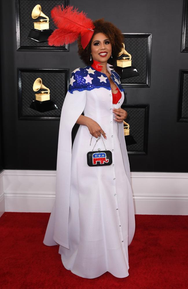 She drew gasps for her pro-Trump outfit at the Grammys. Picture: AFP