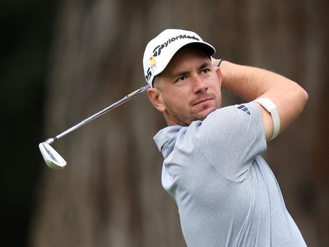 NAPA, CALIFORNIA - SEPTEMBER 14: Lucas Herbert of Australia plays his shot from the seventh tee during the first round of the Fortinet Championship at Silverado Resort and Spa on September 14, 2023 in Napa, California.   Jed Jacobsohn/Getty Images/AFP (Photo by JED JACOBSOHN / GETTY IMAGES NORTH AMERICA / Getty Images via AFP)