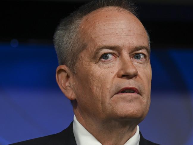 CANBERRA, AUSTRALIA - APRIL 18: Bill Shorten, Minister for the National Disability Insurance Scheme & Minister for Government Services addresses the National Press Club of Australia in Canberra. Picture: NCA NewsWire / Martin Ollman