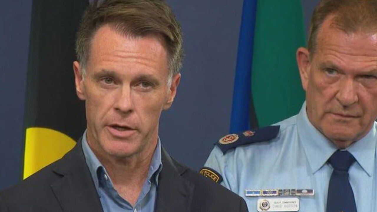 Chris Minns and David Hudson, Deputy Commissioner of the NSW Police Force addressed the media on Wednesday. Picture: 9News