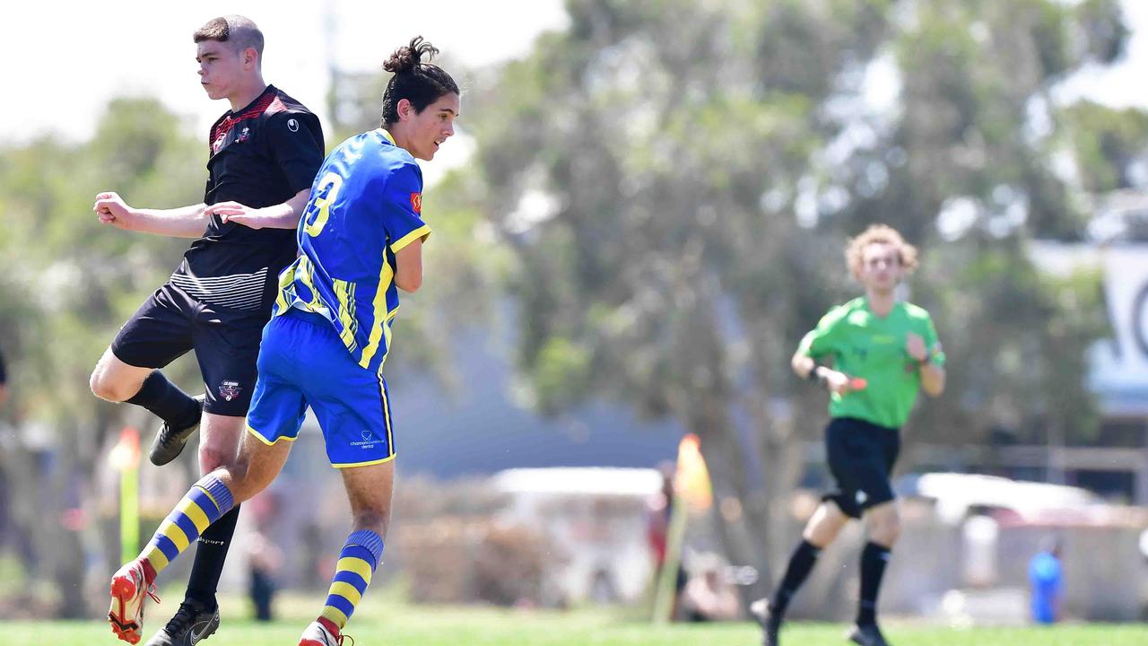 SOCCER: U 17 boys, Caloundra V Gympie. Picture: Patrick Woods.