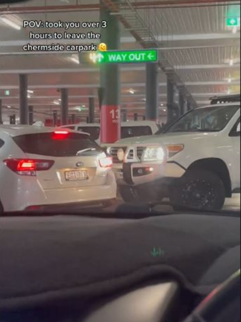 The Westfield Chermside car park was filled to the brim. Picture: TikTok/nikkayyy__