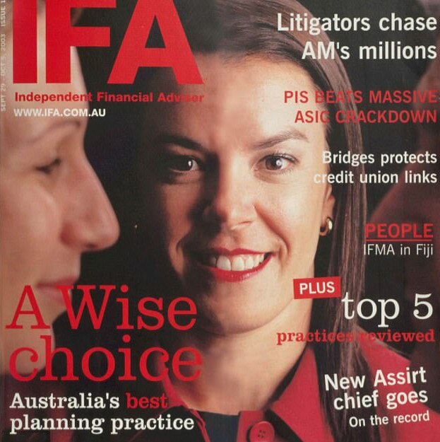 Melissa Caddick on the cover of the IFA Magazine in 2003.