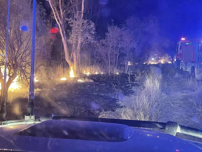 Crews from the New South Wales-based Lightning Ridge Rural Fire Service crossed the border to provide assistance with QFD firefighters tasked to battle the blaze at Dirranbandi. Photos: Lightning Ridge Rural Fire Service.