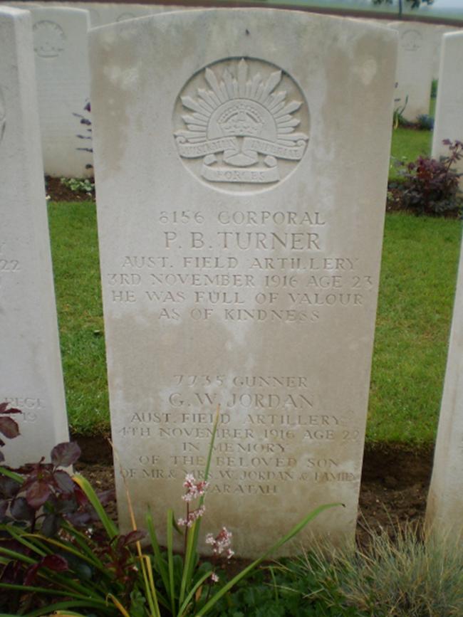 Phillip Turner's grave in Heilly Station Cemetery Mericourt-L'Abbe, France. Picture: A. HOWARD AND K. BLACK