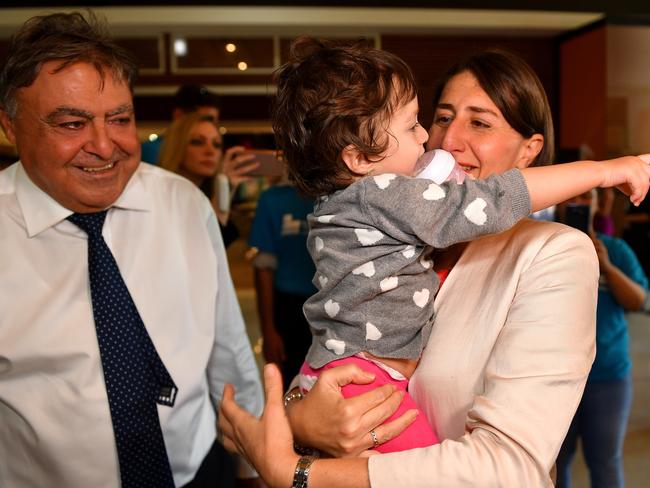 Premier Gladys Berejiklian with local Liberal candidate for Granville Tony Issa during a visit to Merrylands on Friday. Picture: Dean Lewins