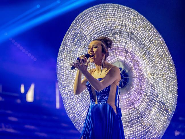 Montenegro’s Vladana wears a giant disc of lights. Picture: Supplied