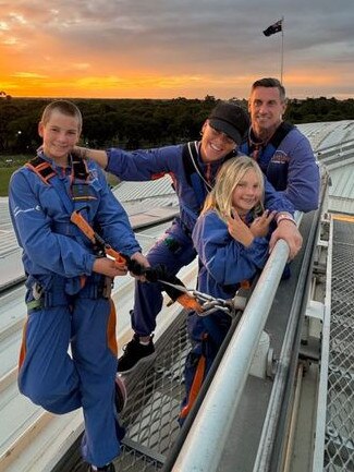 P!NK and her family doing the Adelaide Oval roofclimb last night . Picture: Adelaide Oval