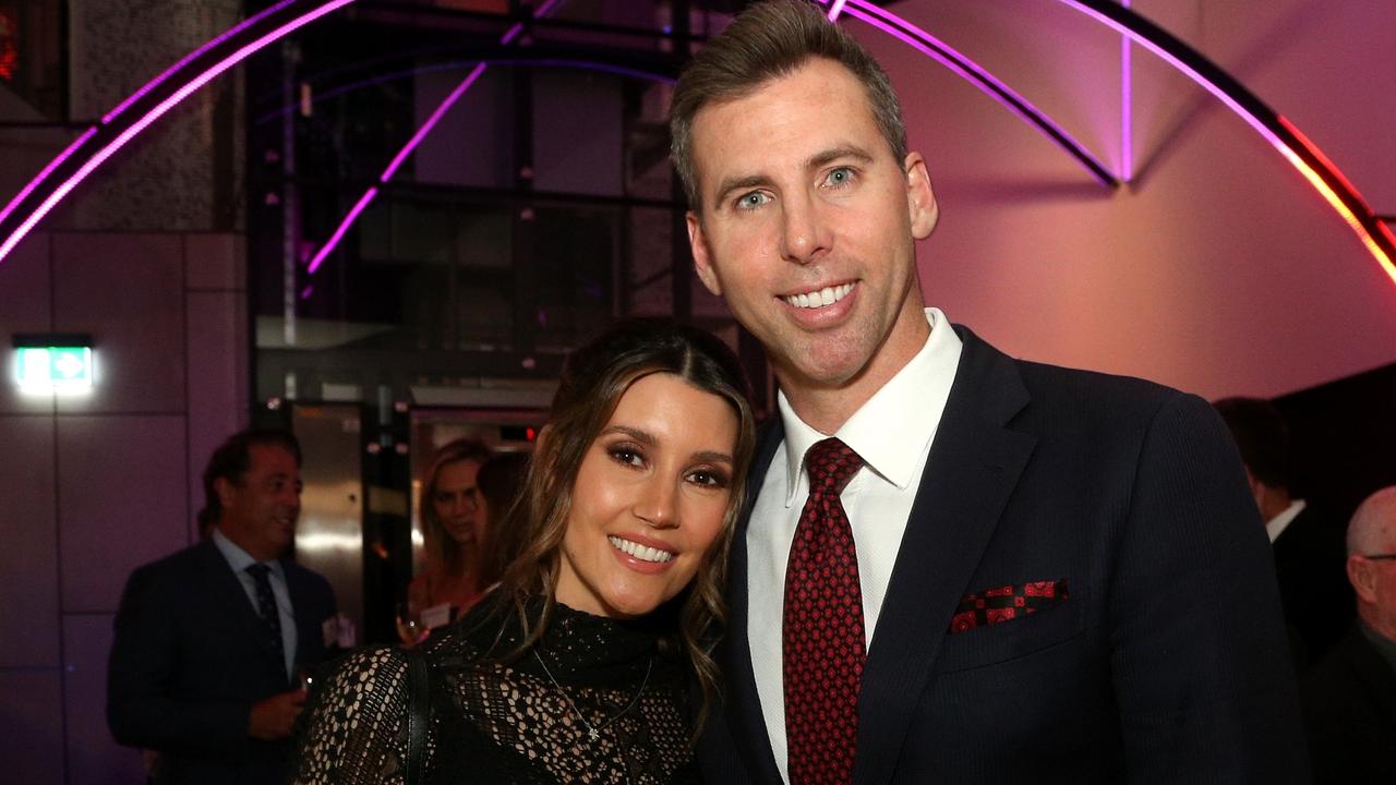 Sharlene and Grant Hackett at the MCG’s Sport Australia Hall Of Fame. Sharlene has just bought a block of land in Brighton, the suburb the couple already own a house in. Picture: Hamish Blair.