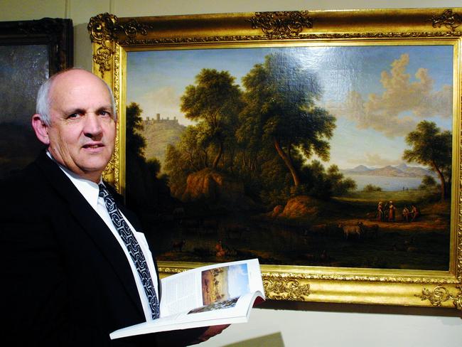 John Millwood with his 1838 John Glover painting Twenty Miles from Rome.