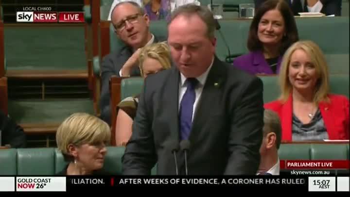 Barnaby Joyce delivered a robust and impassioned speech about Carp