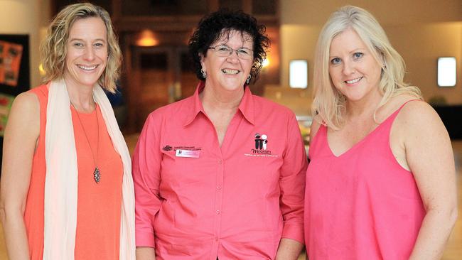 McGrath Foundation chief executive Petra Buchanan, Breast Care Nurses Sandra Gregg and McGrath Foundation Ambassador Tracy Bevan. Picture: JUSTIN BRIERTY