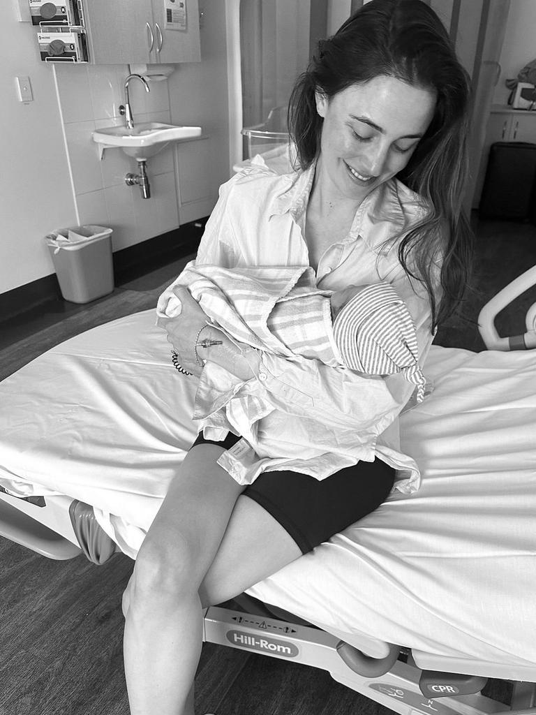 Abbey Gelmi with newborn Oliver. Picture: Instagram