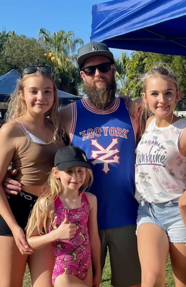 Liam with daughters Izzy, Mia and Indy for Father‘s Day 2023 at Cotton Tree.