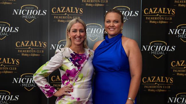 Katie Woolf and Amy Culpitt at the 2023-24 NTFL Nichols awards night. Picture: Pema Tamang Pakhrin