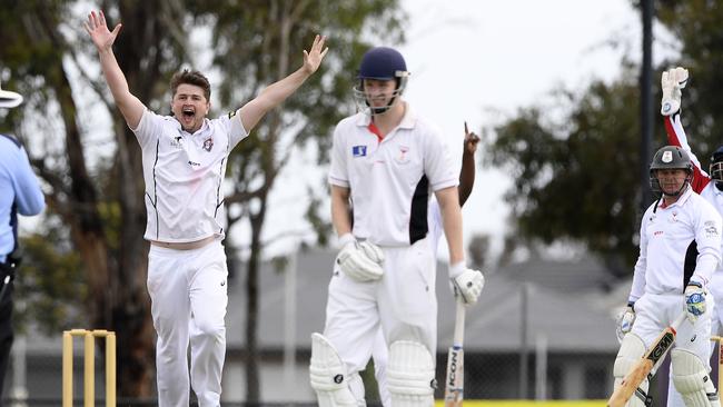 Kevin Barker appeals during the GDCA clashes between Diggers Rest Bulla and Riddell. Picture: Andy Brownbill