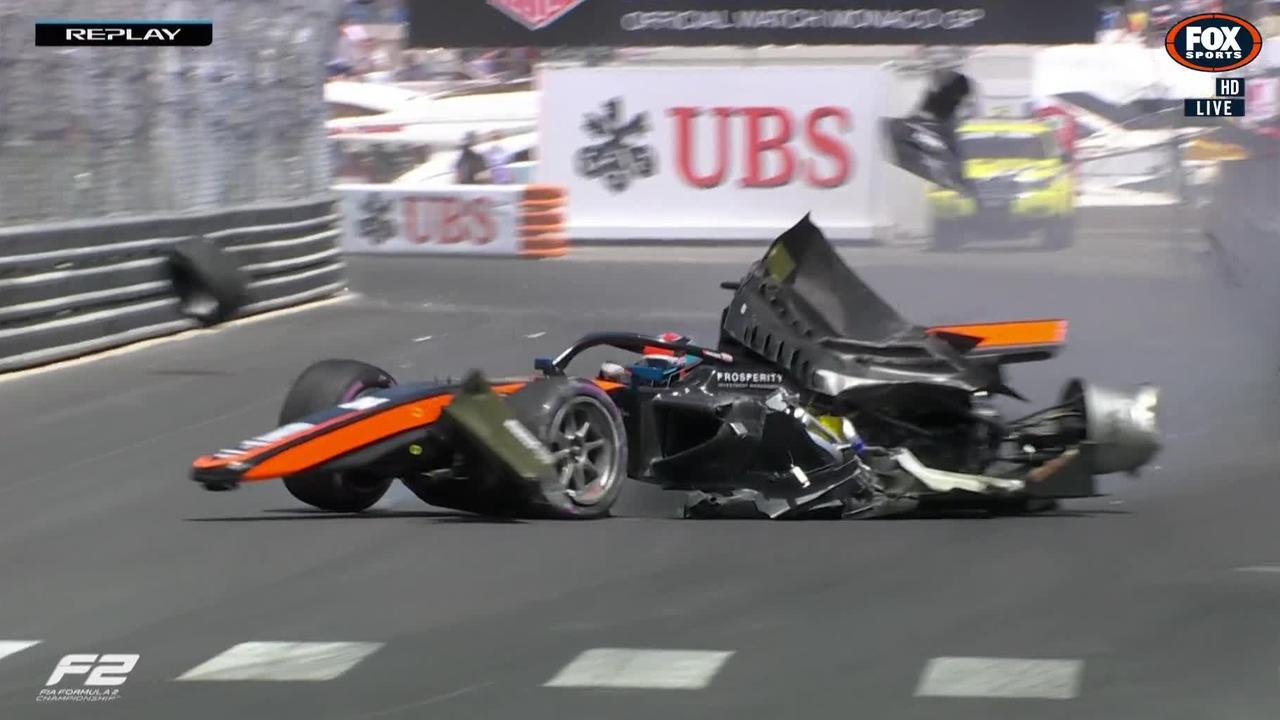 Jake Hughes massive F2 crash