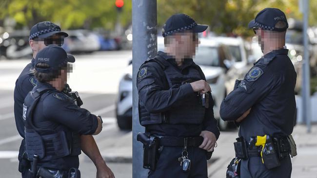 The alleged bikies’ first appearance in April drew a police presence outside court.