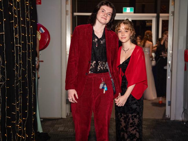 Haley Cancy and Jen Houghton at the Year 12 School formals of Darwin High School at Darwin Convention Centre, Darwin. Picture: Pema Tamang Pakhrin.